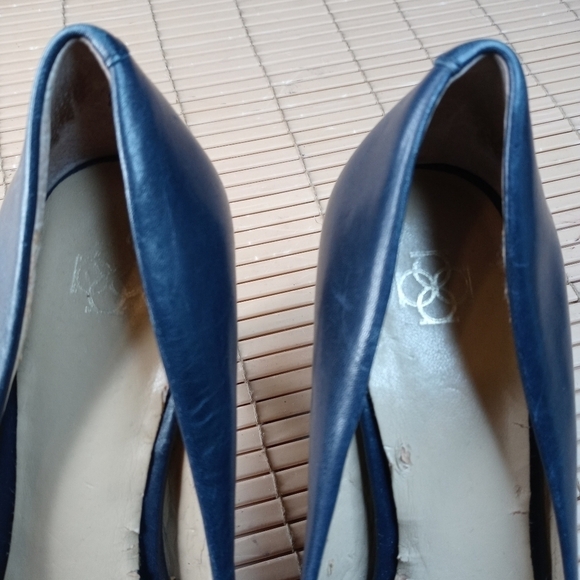ANN TAYLOR Classic BLUE MILA LEATHER 4" heel PUMPS sz 8B. Inside lining some pee - Picture 4 of 10